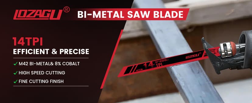 6-Piece Metal Reciprocating Saw Blades, 9"/229mm 14TPI Bi-Metal Sabre Saw for Metal Pipe, Sheet, Rebar