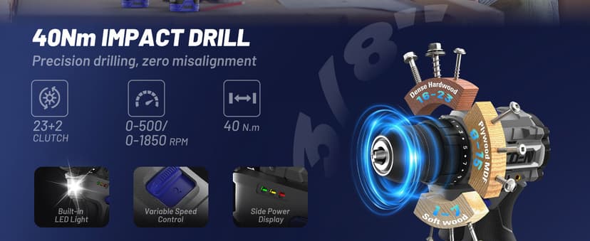 12V Cordless Drill and Impact Driver Power Tool Kits Combinados with 2 Batteries and Fast Charger (3/8"Drill & 1/4"Hex Impact Driver) for Home Installation,DIY tools