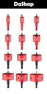 13PCS Bi-Metal Hole Saw Kit with Drill Bits, Carbide Hole Saw Set for Thin Metal and Wood, Cutting Diameter 3/4'' to 3''