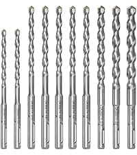 10-Piece Masonry Drill Bit Set for Concrete Tile Glass Ceramic Brick,1/8 to 1/2 Inch Drilling Bits with Triangle Handle,Tungsten Steel Alloy Tip.(Black)