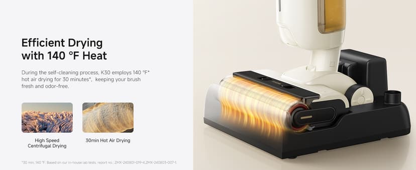 MOVA K30 Mix Wet Dry Vacuum Cleaner, 4-in-1 Cordless Vacuum for Multi-Surface, 180° Lie-Flat Reach, 30Min 140°F Hot Air Drying, 0in Dual Edge, Powerful 18000Pa Suction Floor Cleaner for Pet Hair