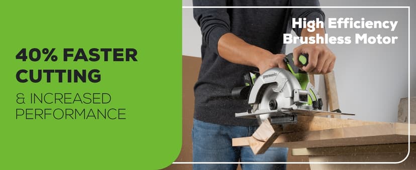 Greenworks 24V Circular Saw,Brushless 6-1/2"Battery Circular saw Cordless,4,800 RPM,Adjustable Cutting Depth 45°/90°,With 24V 2Ah Battery and Charger