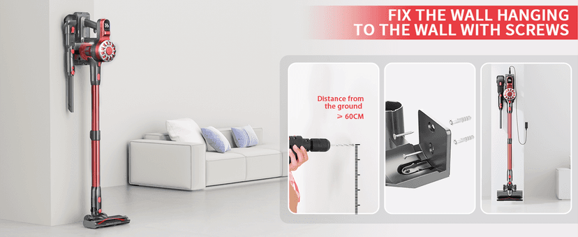 Cordless Vacuum Cleaners for Home with Powerful Suction,Stick Vacuum Cordless Rechargeable,Up to 35 Mins Runtime,Lightweight Hardwood Floor Vacuum for Pet Hair,Carpet(Light Red)