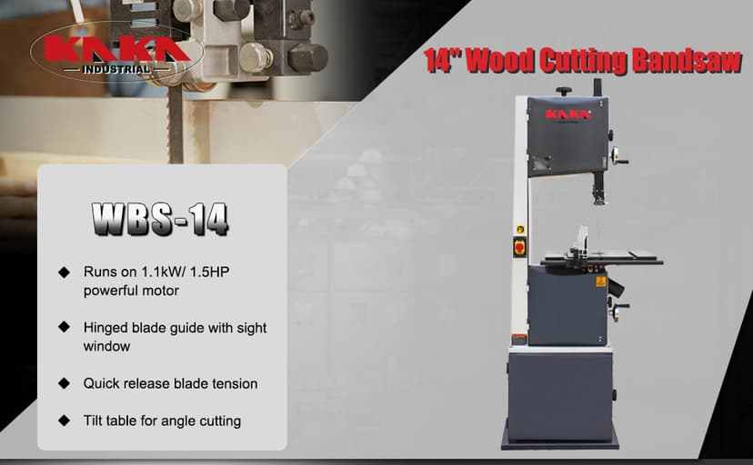 KAKA INDUSTRIAL14in Woodworking Bandsaw,6x21.5 inch work table 110V WBS-14