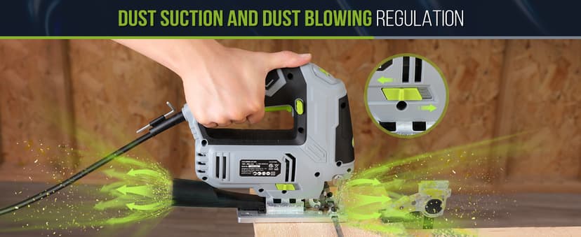 WORKPRO Jigsaw, 6.5AMP 850W Corded Electric Jig Saw Tool Kit with 6 Variable Speeds, 7 Blades, ±45° Bevel Cutting, LED Light, 3000 SPM, 4 Orbital Settings, Edge Guide, Tool-free Blade Changing