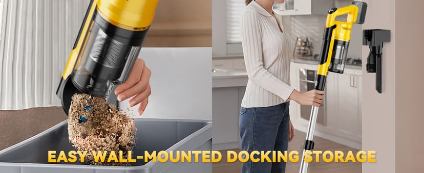 350W Cordless Vacuum Cleaner for Dewalt 20v Battery, 35kPa Brushless Lightweight Stick Vacuum with 3 Mode Suction, 6 in 1 Stick Vacuum Cleaner with HEPA for Floor, Carpet, Car (Battery Not Included)