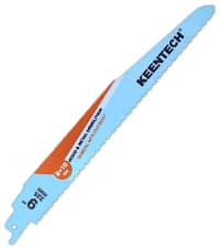 KEENTECH 6 Inch Cr-V Reciprocating Saw Blade 5-Pack for Cutting Wood, Engineered Wood, PVC Piping, Drywall, 6 TPI Fleam Ground Teeth, Compatible with Milwaukee Sawzall and Other Reciprocating Saws