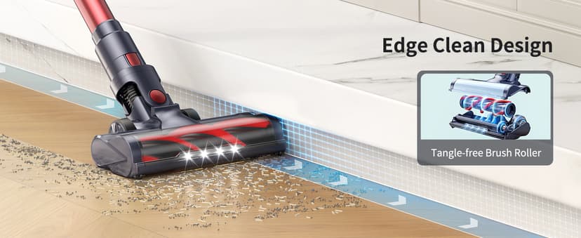 Cordless Vacuum Cleaner, 450W 40Kpa Stick Vacuum with Touch Screen, 55 Mins Runtime Rechargeable Vacuum, Lightweight Powerful Vacuum Cleaner for Home with 1.5L Cup for Pet Hair Carpet Hardwood Floor