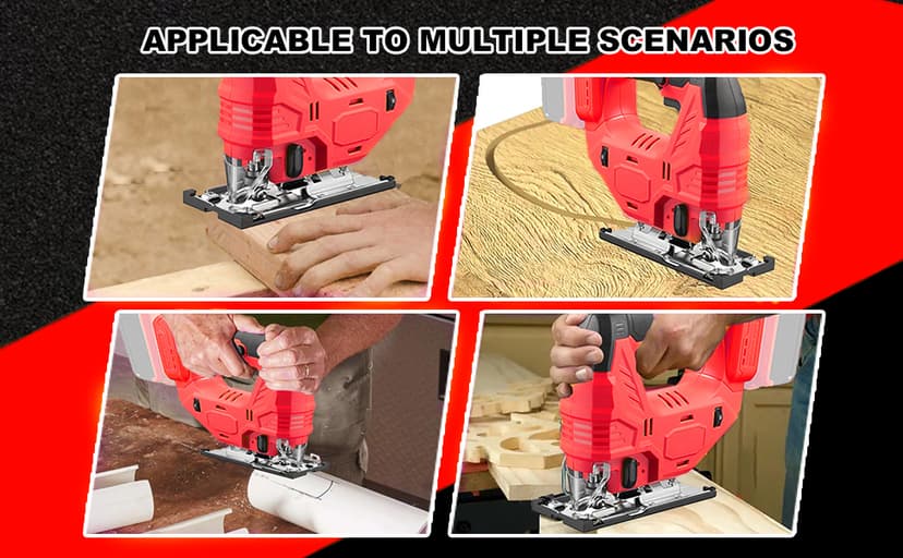 Cordless Jig Saw Compatible with Milwaukee 18V Battery, Brushless Jig Saw with 6pcs Blades, 4 Orbital Sets for Wood, Plastic and Metal Cutting (Tool Only, No Battery)