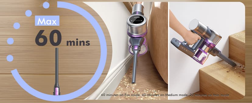 48kPA Cordless Vacuum Cleaner, 190AW Powerful Suction, Max 60min Runtime, 4000mAh Large Battery, Anti Hair Wrap Stick Vacuum, Vacuum Cleaners for Home, Pet Hair, Hard Floors and Carpets, Cars