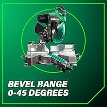 Metabo HPT 12-Inch Dual Bevel Sliding Miter Saw, 4000 RPM No-Load Speed, 45° Left and Right Bevel Range, Precision Miter Angles, 9 Detent Stops, Xact Cut Shadow Line, C12RSH3