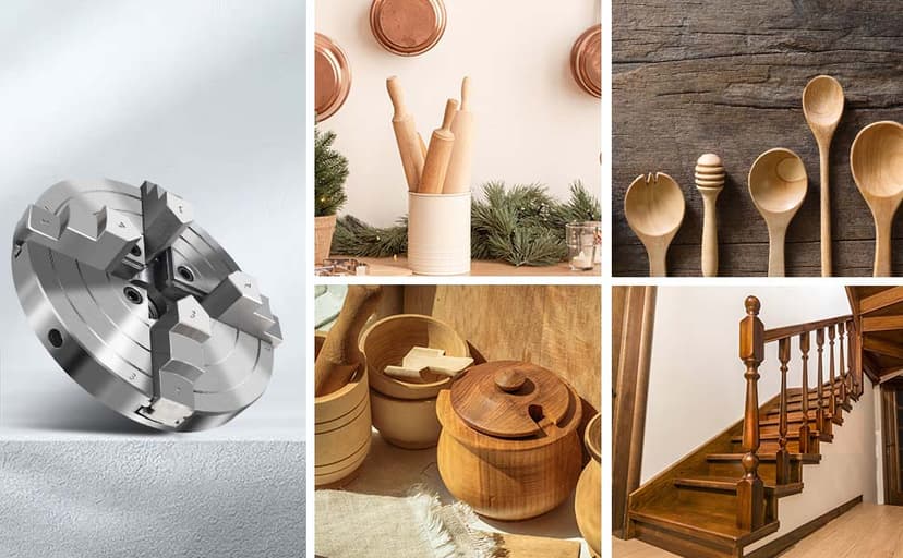 6 Inch Wood Lathe Chuck Set 4 Jaws Self-Centering Lathe Chucks Thread 1 x 8TPI Lathe Chuck for Woodturning