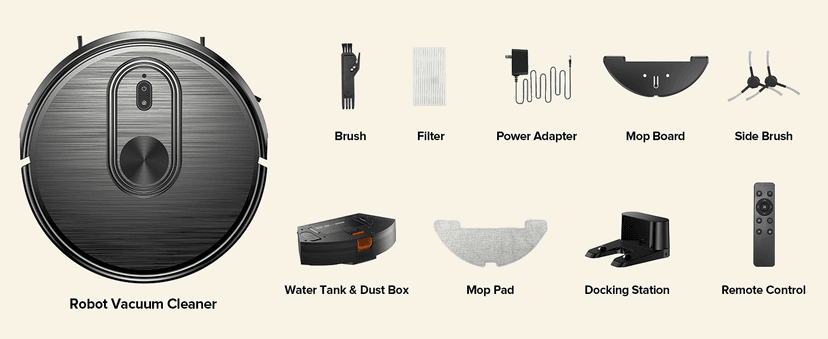 Robot Vacuum and Mop Combo, Vacuuming & Mopping 2 in 1 Robot 3200Pa Max Suction,with Schedule, App/Bluetooth/Voice, Self-Charging Robot Vacuum Cleaner, Slim, Ideal for Pet Hair, Hard Floor, Carpet