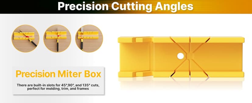 GARTOL Miter Box and Saw Set, 4-Piece Japanese Hand Saw for Wood Cutting, Woodworking Tools for Precise Miter and Bevel Cuts with 3 Replaceable Blades for DIY, Crafting, Furniture Making & Carpentry