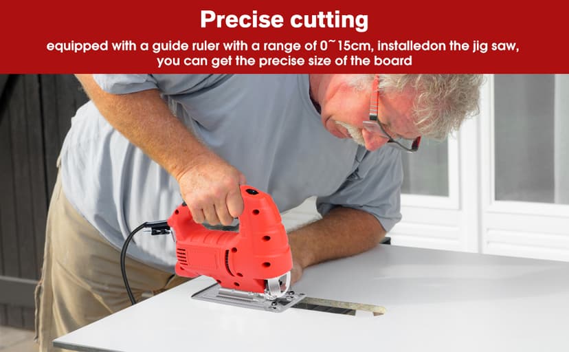 Corded Jigsaw, 800W Brushless Jig Saw Tool Electric Power Cutter with 6 Variable Speed, 0°-45° Bevel Cuts, 3 Position Orbital Action for Straight Curve Circle Cutting