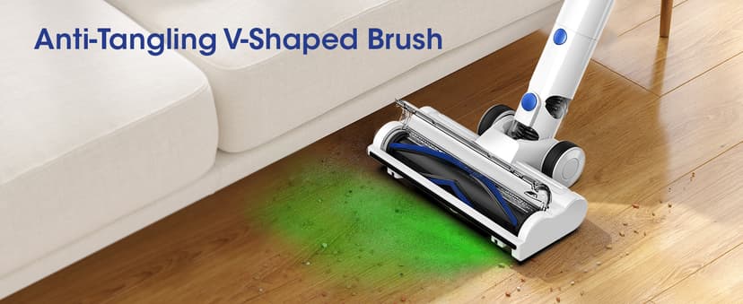 Cordless Vacuum Cleaner, Brushless Motor Powerful Suction Stick Vacuum, LED Display, with 2500 mAh Detachable Battery, 45 Mins Runtime Vacuum Cleaners for Home/Pet Hair/Hardwood/Carpets, Blue