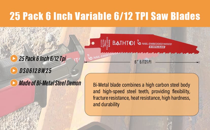 25 Pack 9 Inch 14/18 Tpi Reciprocating Saw Blades for Metal Cutting, Carbide Alloy Steel Sawzall Blades for Automobile Dismantling with 8% Cobalt for Longer Life and Faster Cutting Speed