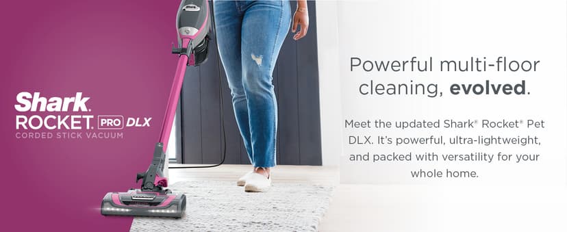 Shark HV371 Rocket Pro DLX Corded Stick, Removable Hand Vacuum, Advanced Swivel Steering, XL Cup, Crevice Tool, Upholstery Tool & Anti-Allergen Dust Brush, Fuchsia, Capacity