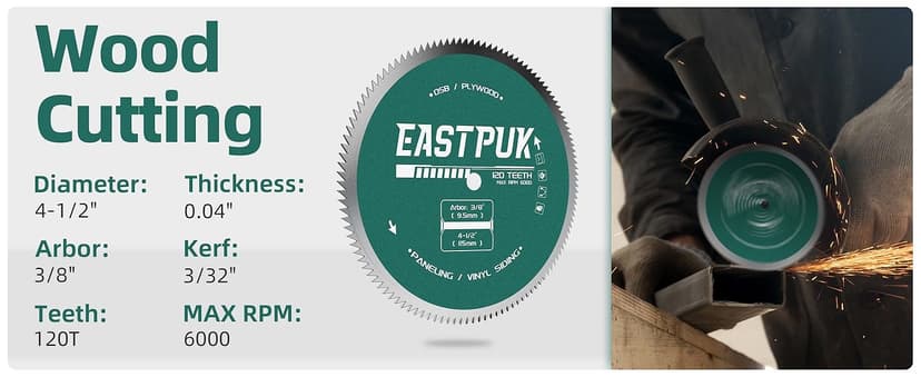 3Pcs 4-1/2 Inch 120 Tooth Circular Saw Blade with 3/8 Inch (9.5mm) Arbor, Fast Cutting for Plywood, OSB, Paneling and Vinyl Siding Wood