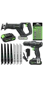GALAX PRO Cordless Drill Driver/Impact Driver with 1pcs 1.3Ah Lithium-Ion Batteries, Charger Kit, 11pcs Accessories and Tool Bag
