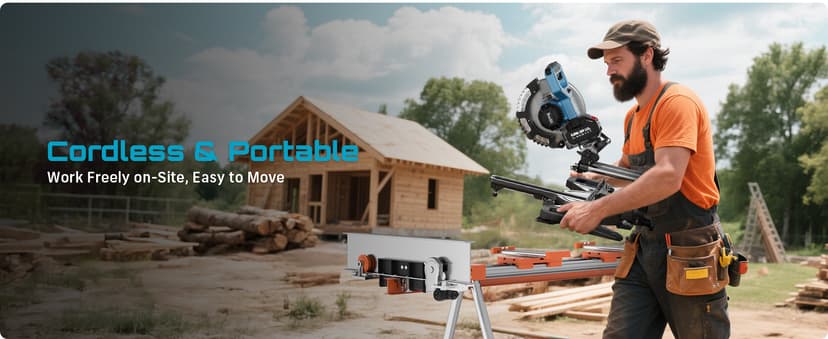 SEESII Sliding Compound Miter Saw: Cordless Power Miter Saw with Laser Guide 8-Inch, 2 * 5000 mAh Batteries, Single Bevel 45°, 24T TCT Blade, Max Cut 2.5×12-inch, Ideal for DIY & Woodworking