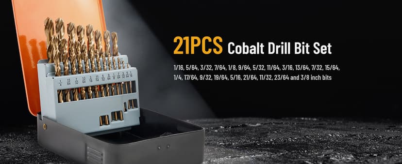 29Pcs Drill Bit Set, 135 Degree Tip High Speed Steel with Black and Gold Finish, Stainless Steel, Plastic and Wood with Metal Indexed Storage Case 1/16"-1/2" (29pcs Black and Gold)