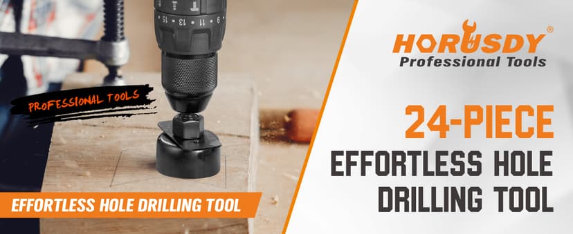 HORUSDY Hole Saw Set 24PCS Hole Saw Kit,Hole Saw Drill Bit Kit, 3/4"-6" (19-152mm) 17PCS Saw Blades, 2 Mandrels, 3 Drill Bit, Installation Plate, Hex Key, For Drywall, Soft Wood, Plywood, Plastic, PVC