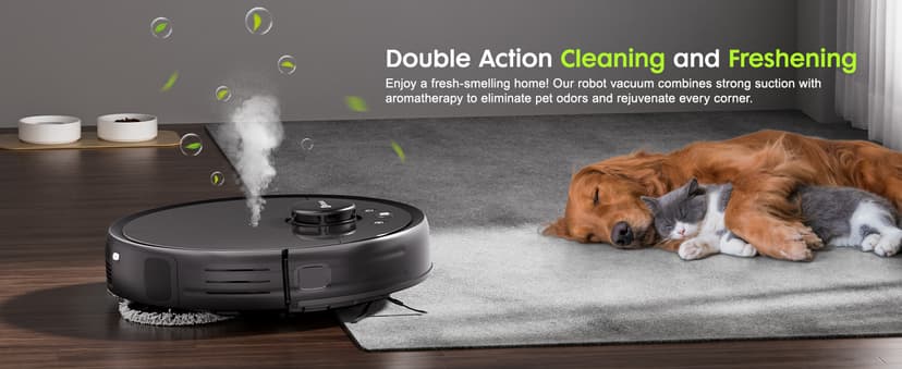 Robot Vacuum and Mop, V5 Self-Emptying 8500Pa Suction, Pet Hair Tangle Cutter™, 75-Day Capacity, Cat Laser, All-in-One Station, Robotic Vacuum Cleaner for Pet Hair, Hard Floors, Tile, Carpet