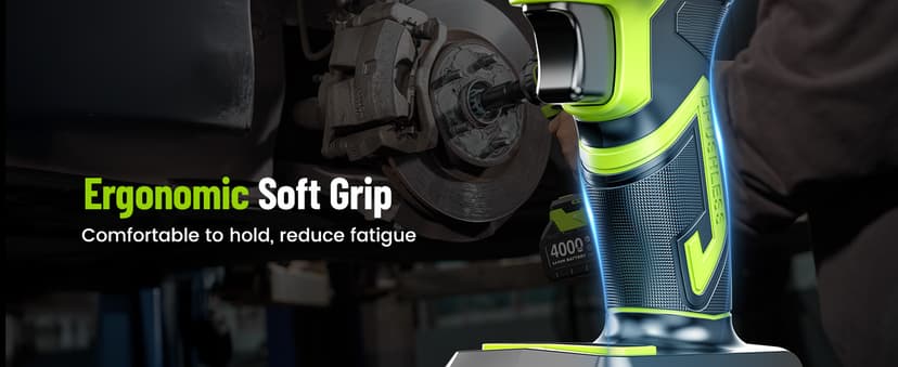 Cordless Impact Wrench, 406Ft-lbs (550N.m) Brushless 1/2 inch, 2800RPM High Torque Impact Gun, 2x 4.0Ah Battery, Charger, 4 Sockets, Electric Impact Wrench for Car Home