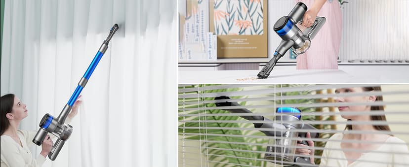 Dzaki Vacuum Cleaners for Home, 400W 45KPa 55 Mins Runtime Cordless Vacuum Cleaner, Smart Induction Auto-Adjustment Stick Vacuum, Rechargeable Battery Vacuum Cordless for Carpet Floor Pet Hair (Gray)