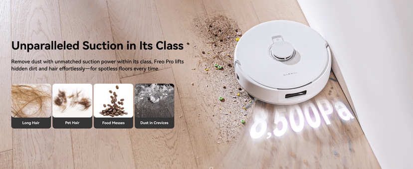NARWAL Freo Pro Robot Vacuum and Mop Combo, Tangle Free Robot Mop, 8500Pa Powerful Suction, Self-Emptying, Auto Mop Washing, Auto Drying, Obstacle Avoidance, Ideal for Pet Hair and Hard Floor