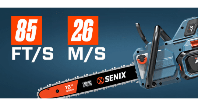 SENIX Chainsaw|60V 18" Battery Chainsaw|Brushless Electric Chainsaws|Cordless Chain Saw with 4Ah Battery & Charger|Garden Tool for Trees, Pruning, Branch Trimming, Best Gifts for Man, CSX6-M1