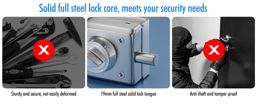 Ranbo Frameless Glass Door Floor Lock, Clamp-On No-Drill, 304 Stainless Steel, Fits 3/8"–1/2" (10–12 mm) Swing/Sliding Doors — Ideal for Office, Entrance,Storefront,Top or Bottom Mount,Brushed Nickel