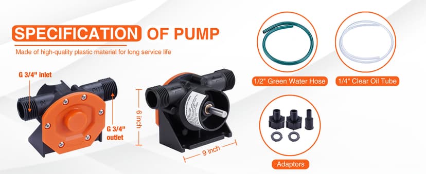 TOPWAY Self Priming Water Drill Pump Attachment with Suction and Discharge Hose, Mini Hand Power Drill Pump for Water, Oil Transfer