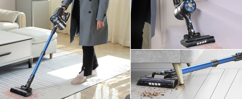 Cordless Vacuum Cleaner, 8-in-1 Lightweight Stick Vacuum with Powerful Suction, Self-Standing, 40 Mins Max Runtime, Rechargeable Vacuum Cleaners for Home, Hardwood Floor, Carpet, Pet Hair N3S