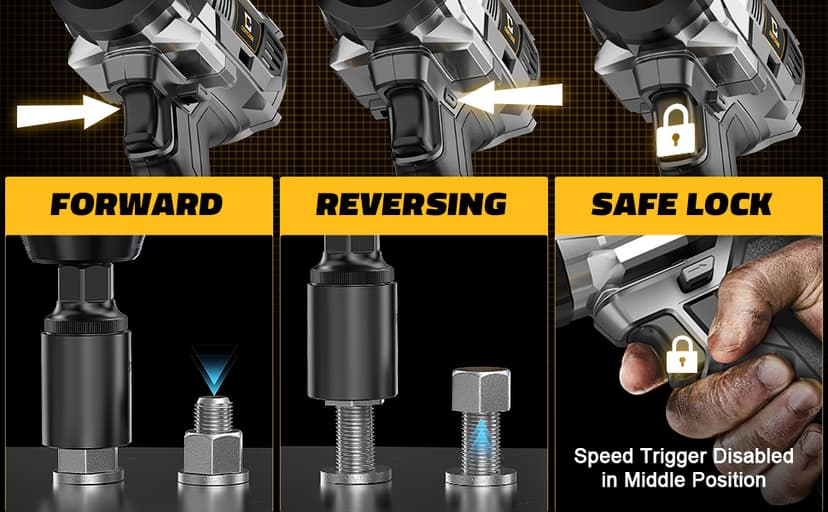 Cordless Impact Wrench 1/2 inch Compatible with Dewalt Battery, 1000FT-LBS (1360N.m) Brushless Electric Impact Gun Includes LED Work Light, 2100RPM High Torque Impact Driver, Bare Tool Only