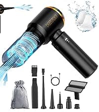 Mini Vacuum Cordless, Portable Vacuum Cordless for Car, 4-in-1 20000PA High Power Portable Rechargeable Vacuum Cleaner with Brushless Motor, Small Handheld Vacuum & Air Blower & Pump-Grey