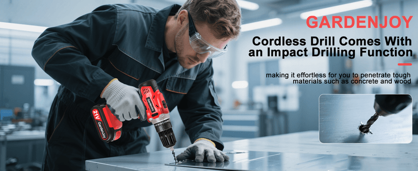 GardenJoy 20v Cordless Drill Set, Power Electric Kit Battery With Charger 30Nm 2-Speed 3/8" Keyless Chuck 24+1 Torque Drill Driver screwdriver Bits with LED Electric Work Light for Women DIY