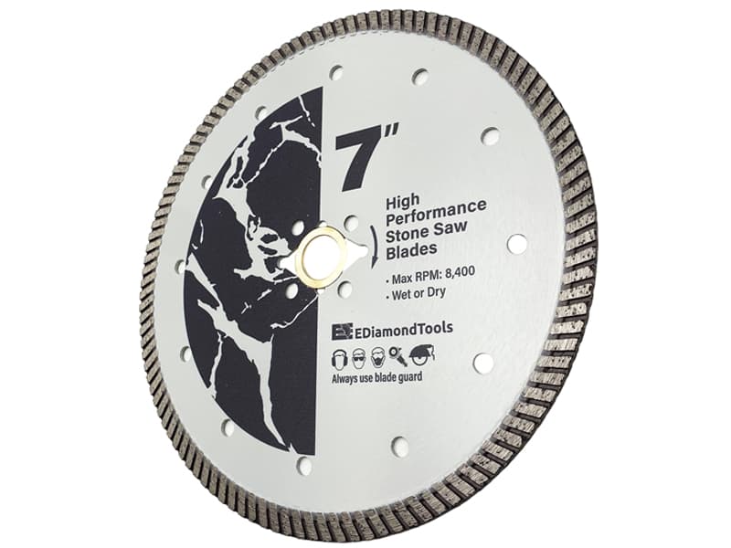 7" High Performance Diamond Saw Blades for Granite, Quartz, and Other Engineered Stones, 7/8"-5/8" Arbor