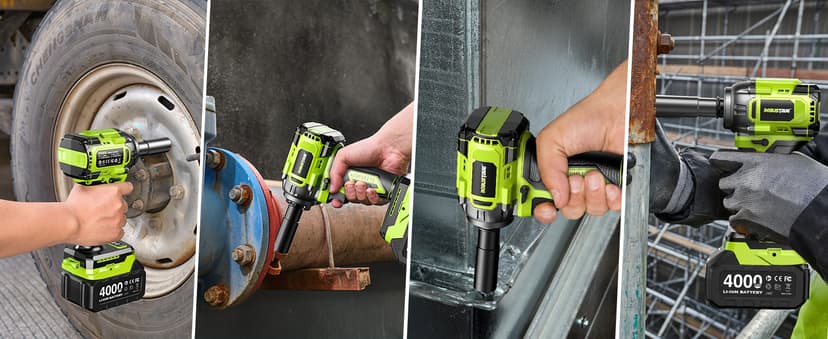 Cordless Impact Wrench, 406Ft-lbs (550N.m) Brushless 1/2 inch, 2800RPM High Torque Impact Gun, 2x 4.0Ah Battery, Charger, 4 Sockets, Electric Impact Wrench for Car Home