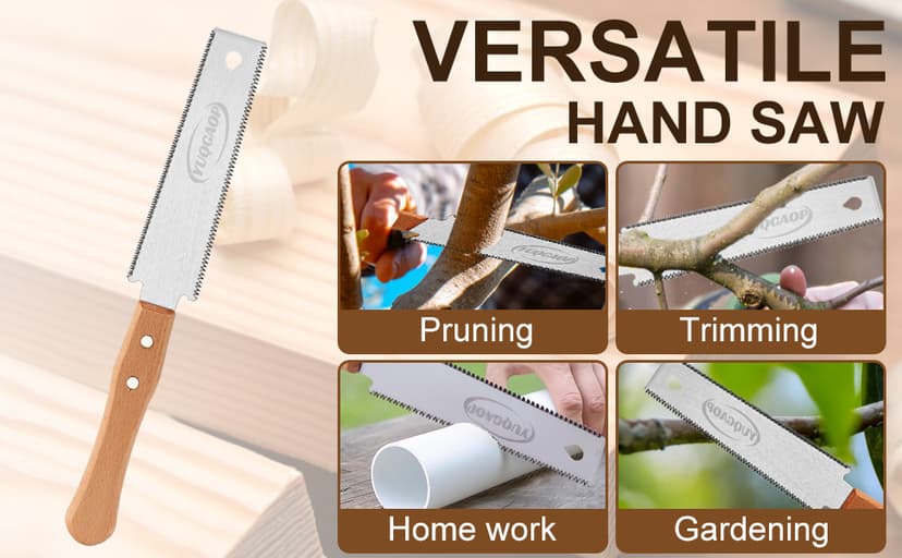 Japanese Pull Saw, Hand Saw With Double Edges of 11/17 TPI, SK5 Flexible Blade Flush Cut Saw for Wood Cutting