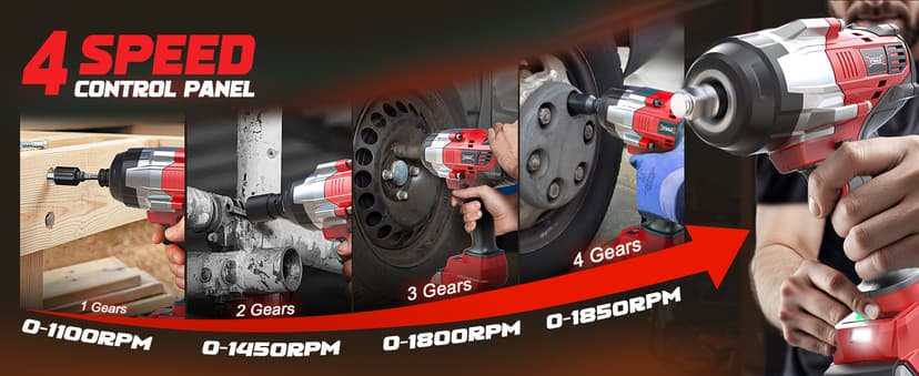 Cordless Impact Wrench 1/2 inch Compatible with Milwaukee 18v Battery, 1700 Ft-lbs High Torque Impact Driver, Electric Impact Gun with 4 Modes & LED Light for Car, Truck, Mower(Bare Tool)