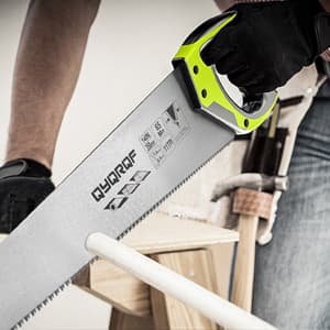 14 in. Pro Hand Saw, 11 TPI Fine-Cut Soft-Grip Hardpoint Handsaw Perfect for Sawing, Trimming, Gardening, Cutting Wood, Drywall, Plastic Pipes, Sharp Blade, Ergonomic Non-Slip Handle (green)