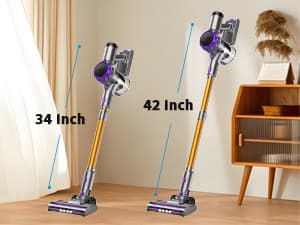 S3 Cordless Vacuum Cleaner, 45kPa Powerful Suction Vacuum Cleaners for Home, 55-Min Runtime Rechargeable Stick Vacuum, Self-Standing, for Pet Hair Carpet Hard Floor, LED Display