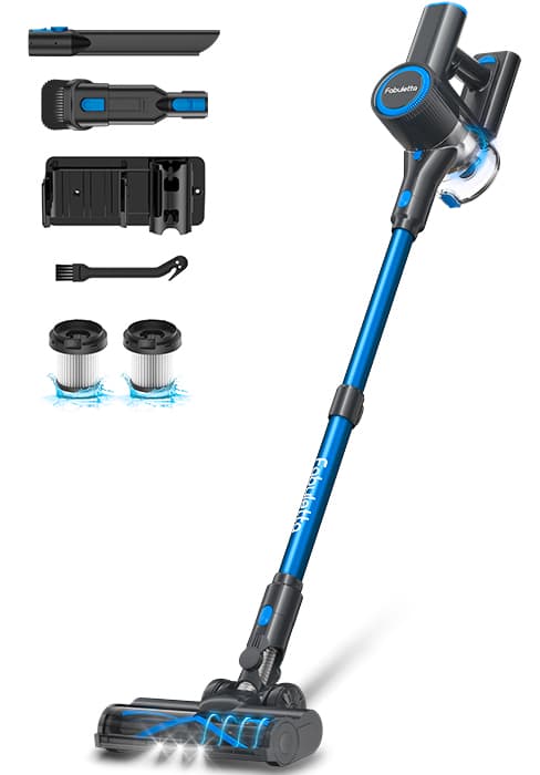 FABULETTA Cordless Vacuum Cleaner, 35Kpa Vacuum Cleaners for Home, Max 50 Mins Runtime, Self-Standing Design, 5-Layer Filtration System, Anti-Tangle Brush, LED Display, Lightweight