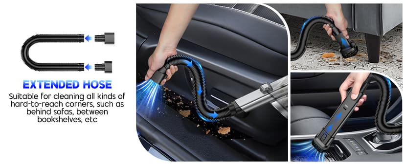 JONYJ Handheld Vacuum Cordless, 16000PA Strong Suction Hand Held Car Vacuum Cleaner, Portable Hand Vacuum Rechargeable with Multi-Nozzles & LED Light for Home, Car, Office, Pets