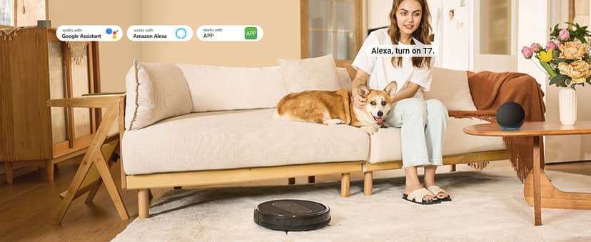 Robot Vacuum,2 in 1 Mopping and Vacuuming, App/Voice/Remote Control,Self-Charging Robotic Vacuum Cleaner,Good for Hard Floor, Low-Pile Carpet, Pet Hair (Small)