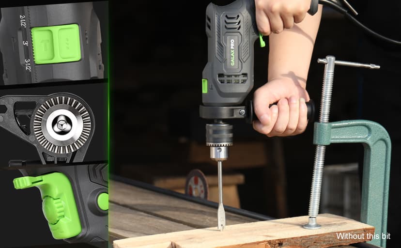 GALAX PRO 4.5Amp 0-3000RPM Corded Hammer Drill, 5pcs Bit, Hammer and Drill 2 Functions in 1 with 12 Variable Speed, 1/2 Inch Keyed Metal Chuck, 360°Rotating Handle