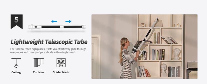 Cordless Vacuum Cleaner, 2 Batteries 110 Mins Runtime Vacuum Cleaners for Home, 550W 45KPA 15-in-1 Stick Vacuum with Charging Dock, Handheld Vacuum Cordless for Pet Hair Carpet Hardwood Floor