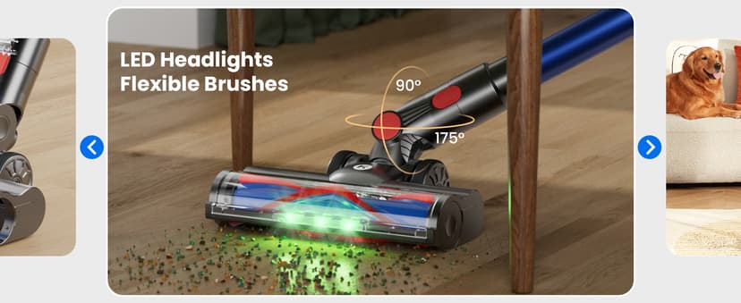Cordless Vacuum Cleaner, 500W/40Kpa Vacuum Cleaners for Home, 60Mins Stick Vacuum with LED Display, Anti-Tangle & Wall Mount Charging, 8 in 1 Lightweight Vacuum for Hard Floors Carpet Pet Hair